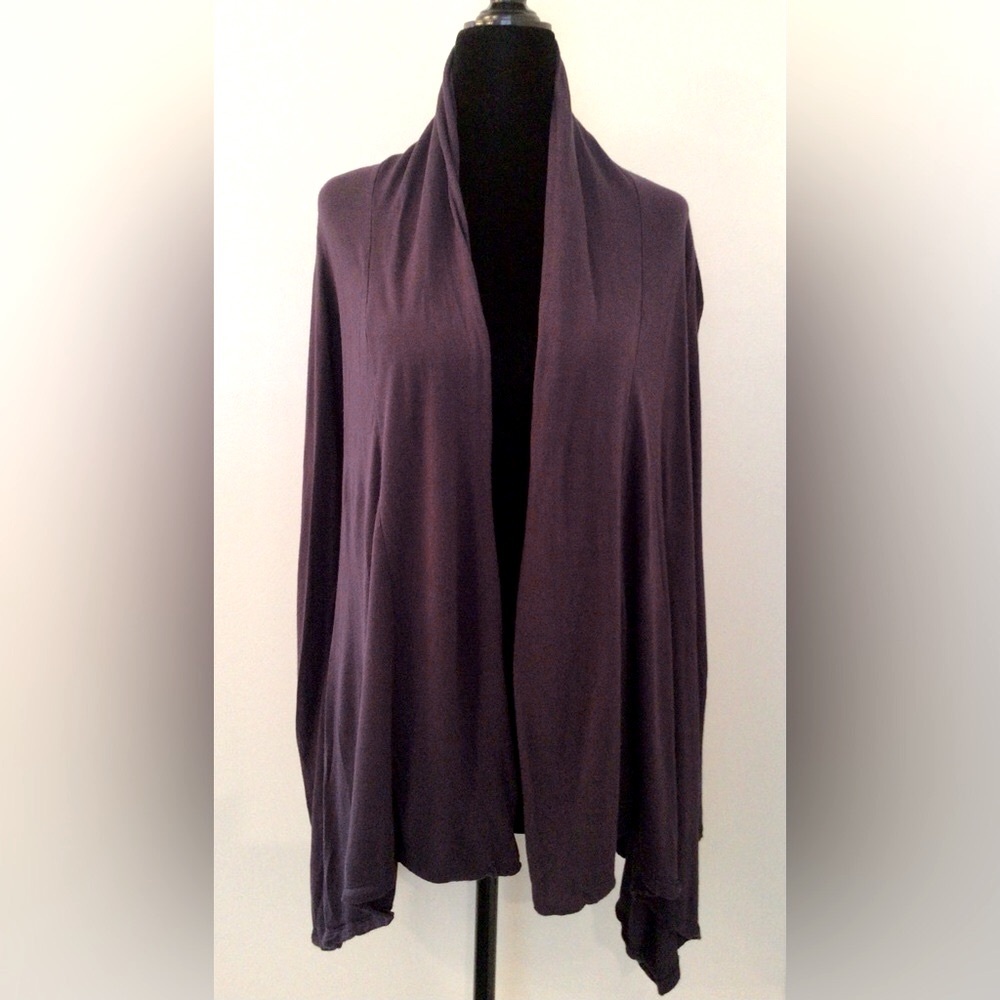 As New! EBERJEY Elegant Dark Purple Women Open or Wrap Cardigan - M